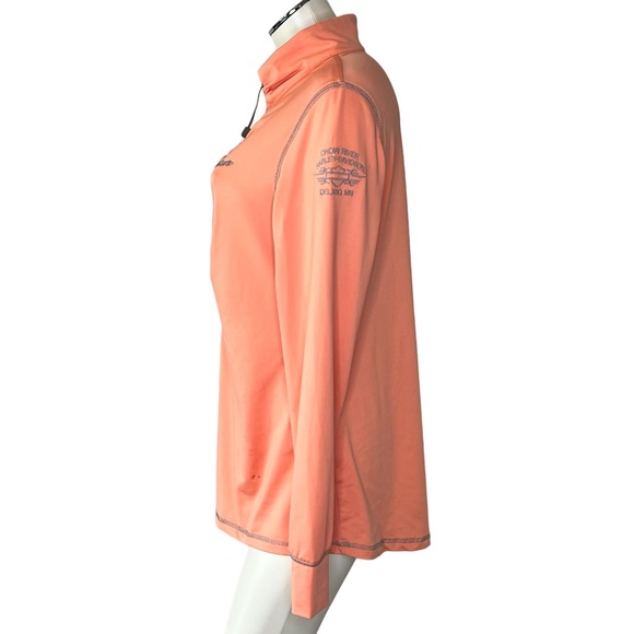 HARLEY DAVIDSON Performance Long Sleeve Half Zip Shirt Top Orange Women's XL - Picture 6 of 16